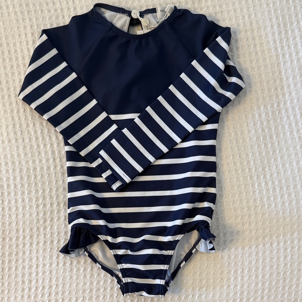 Navy Striped Kids Swimwear